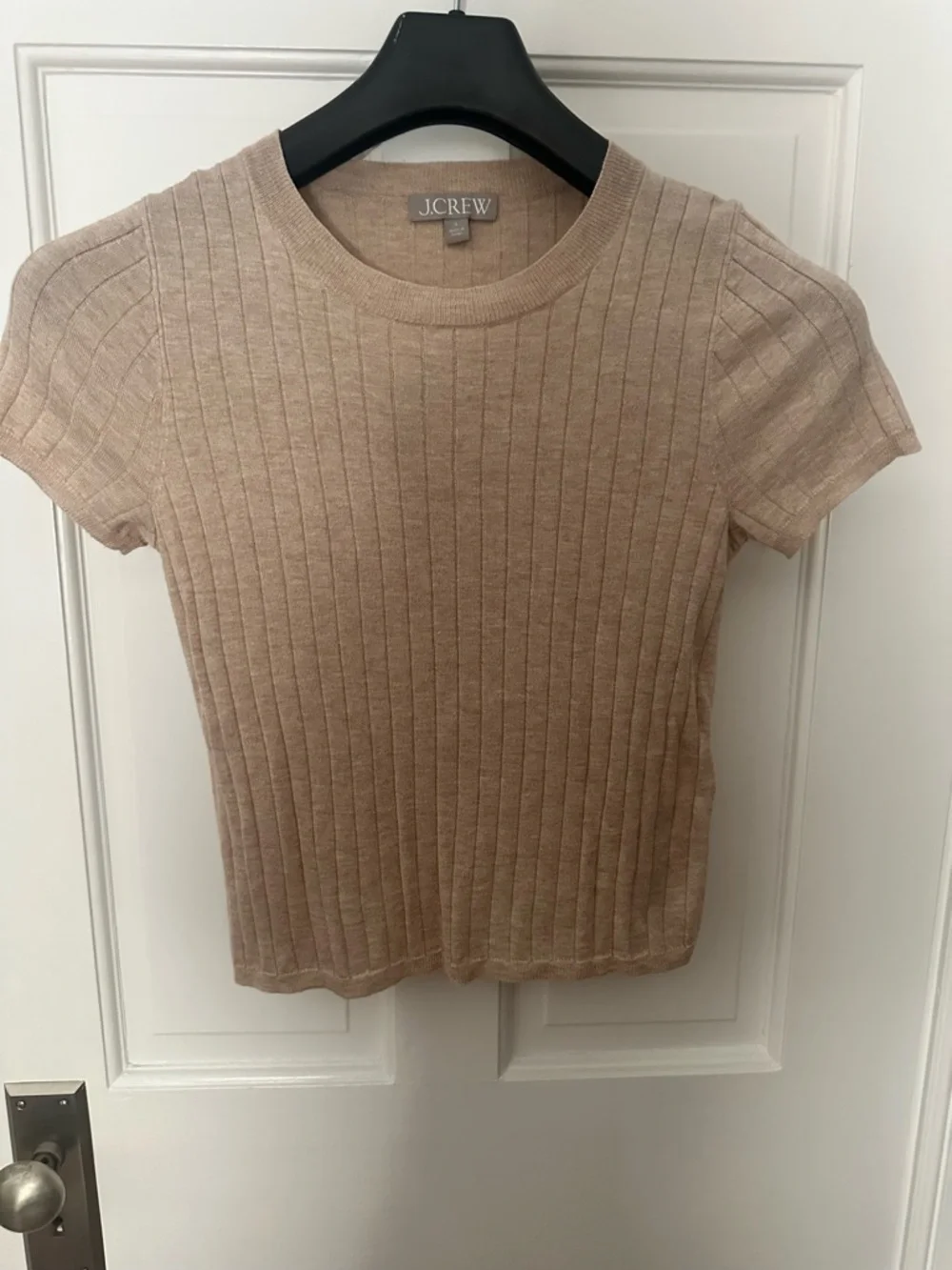 J.Crew Women's Short-Sleeve Ribbed Silk Cashmere Blend Knit Sweater Top- Size S